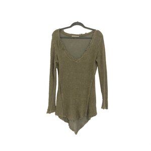 Urban Outfitters Distressed Nubby Long Olive Tunic Sweater Staring at Stars XS